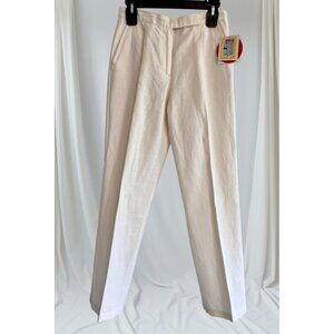 VTG Liz Claiborne Kylie Off White Linen Cotton Pants Pleated Trousers 4P 28x30